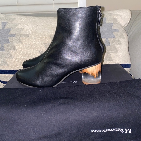 KAYO NAKAMURA by Y's SOFT SMOOTH BOOTS clear/wood US 6.5 NWB RARE - Picture 11 of 14